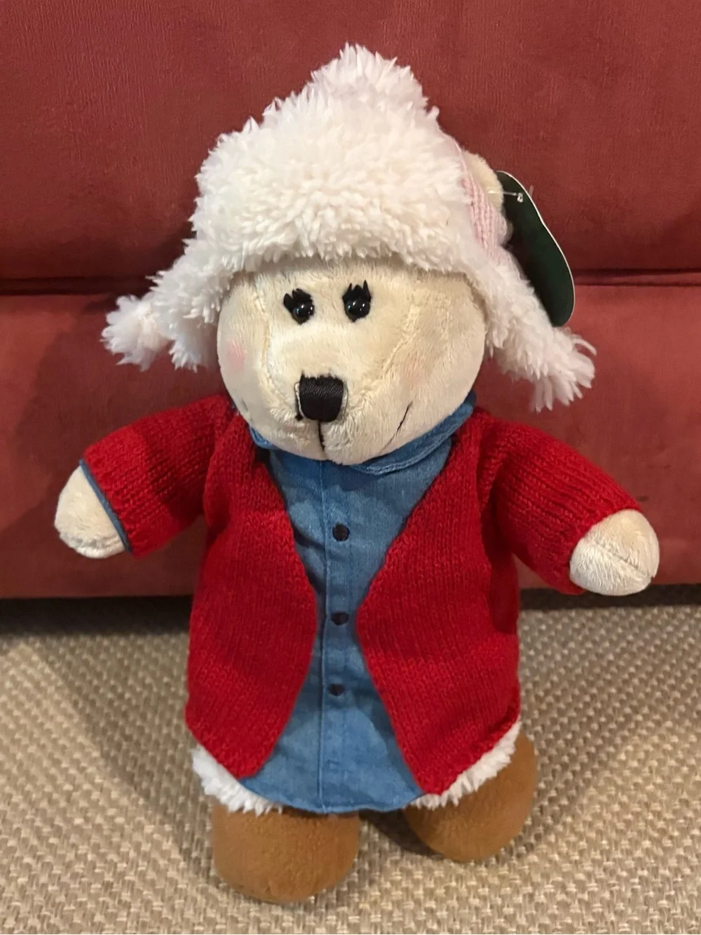 Starbucks 2016 Barista Girl Bear Plush  W/ Tag Red Sweater Pink Hat Boots